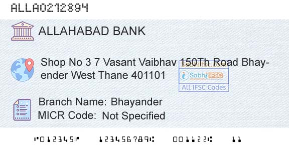 Allahabad Bank BhayanderBranch 