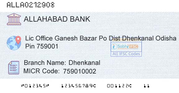 Allahabad Bank DhenkanalBranch 