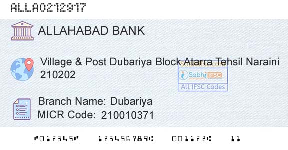 Allahabad Bank DubariyaBranch 