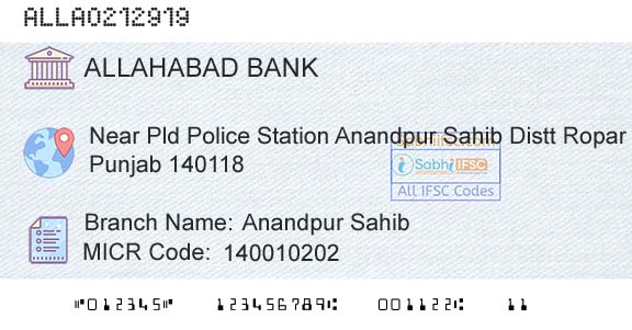 Allahabad Bank Anandpur SahibBranch 