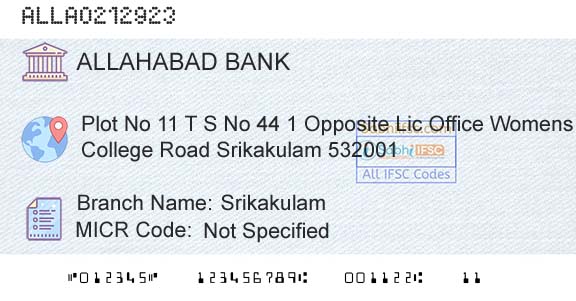 Allahabad Bank SrikakulamBranch 