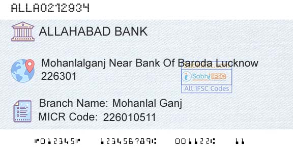 Allahabad Bank Mohanlal GanjBranch 