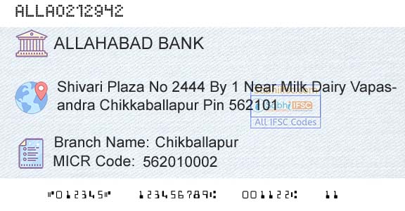 Allahabad Bank ChikballapurBranch 