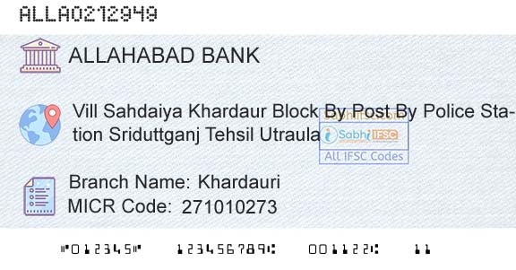 Allahabad Bank KhardauriBranch 