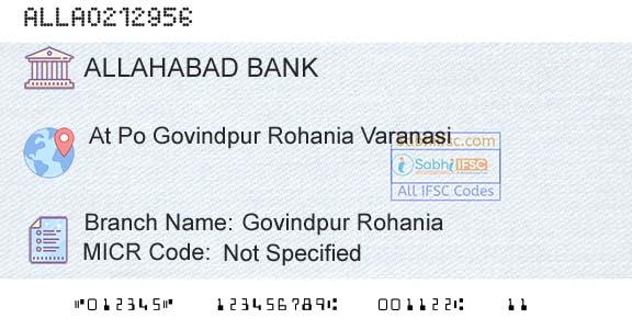 Allahabad Bank Govindpur RohaniaBranch 