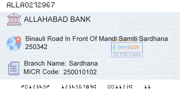 Allahabad Bank SardhanaBranch 