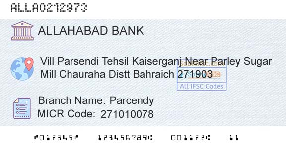 Allahabad Bank ParcendyBranch 