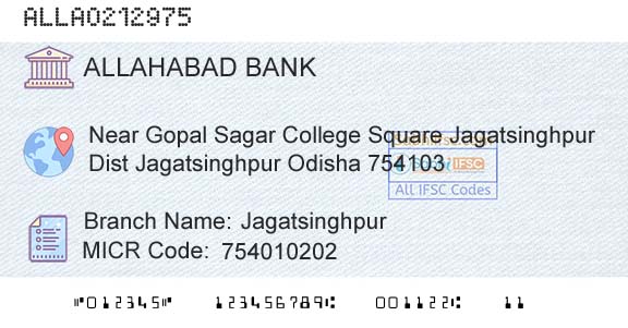 Allahabad Bank JagatsinghpurBranch 