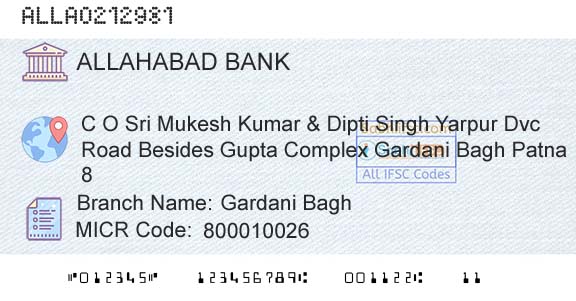 Allahabad Bank Gardani BaghBranch 