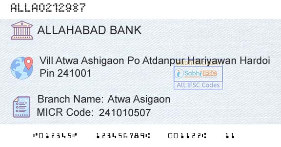 Allahabad Bank Atwa AsigaonBranch 