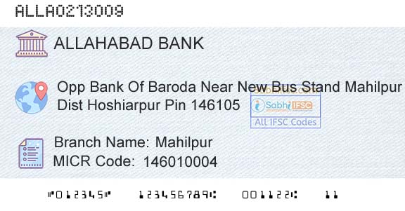 Allahabad Bank MahilpurBranch 
