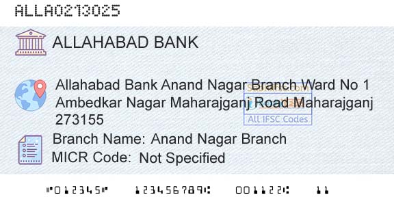 Allahabad Bank Anand Nagar BranchBranch 