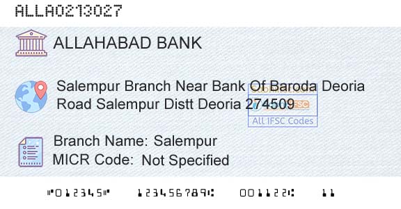 Allahabad Bank SalempurBranch 