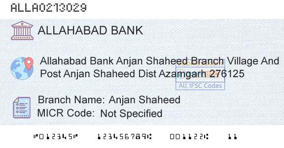 Allahabad Bank Anjan ShaheedBranch 