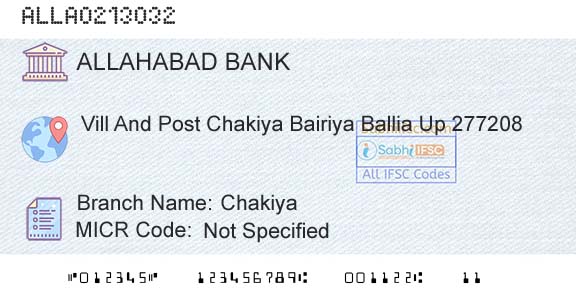 Allahabad Bank ChakiyaBranch 