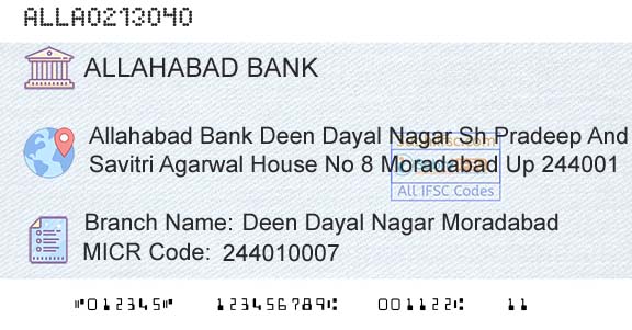 Allahabad Bank Deen Dayal Nagar MoradabadBranch 