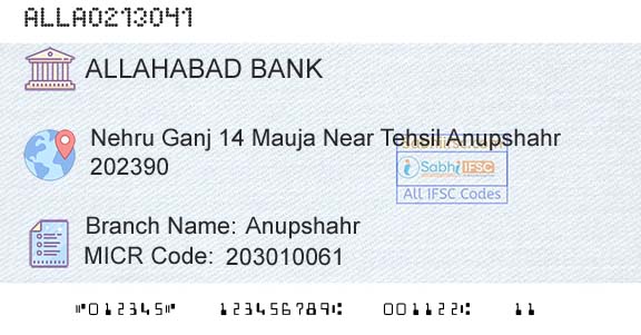 Allahabad Bank AnupshahrBranch 