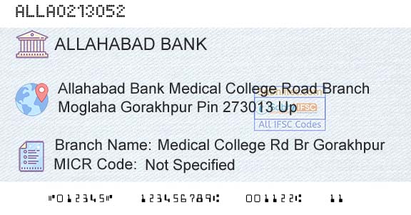 Allahabad Bank Medical College Rd Br GorakhpurBranch 