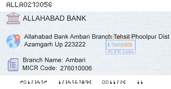 Allahabad Bank AmbariBranch 