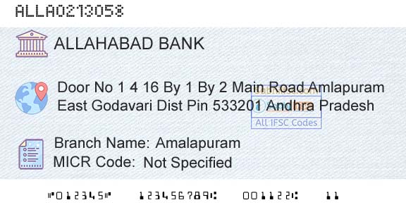 Allahabad Bank AmalapuramBranch 