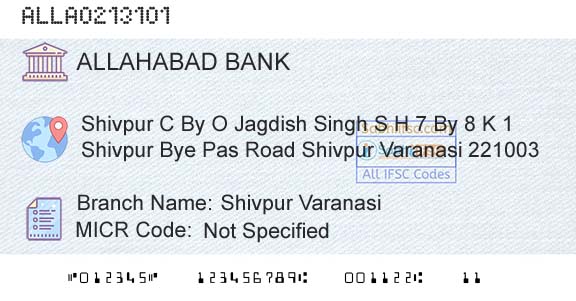 Allahabad Bank Shivpur VaranasiBranch 