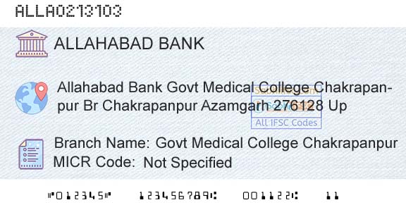 Allahabad Bank Govt Medical College ChakrapanpurBranch 