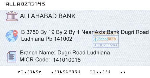 Allahabad Bank Dugri Road LudhianaBranch 