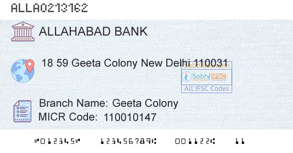 Allahabad Bank Geeta ColonyBranch 