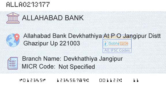 Allahabad Bank Devkhathiya JangipurBranch 