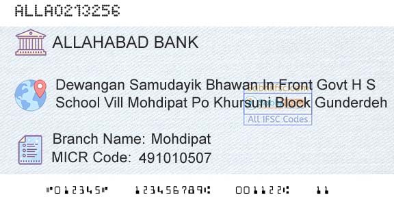 Allahabad Bank MohdipatBranch 