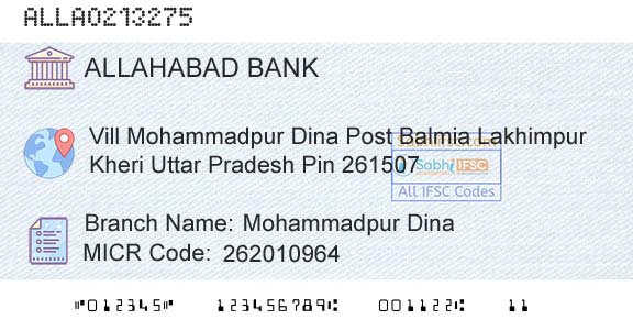 Allahabad Bank Mohammadpur DinaBranch 
