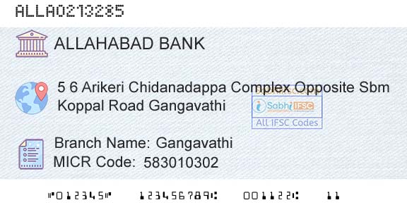 Allahabad Bank GangavathiBranch 