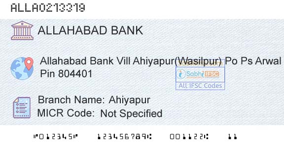 Allahabad Bank AhiyapurBranch 