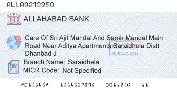 Allahabad Bank SaraidhelaBranch 