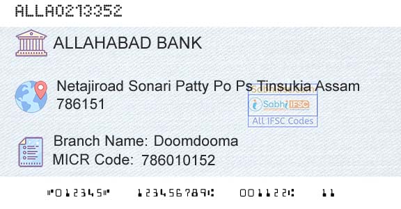 Allahabad Bank DoomdoomaBranch 