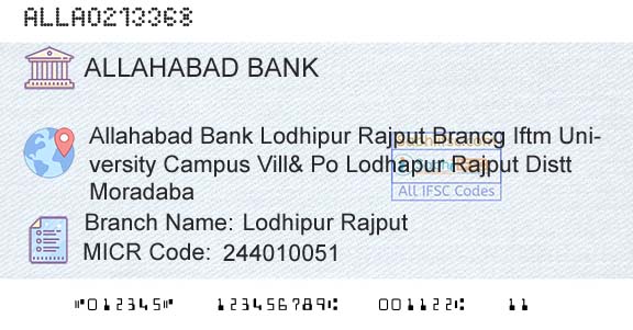 Allahabad Bank Lodhipur RajputBranch 