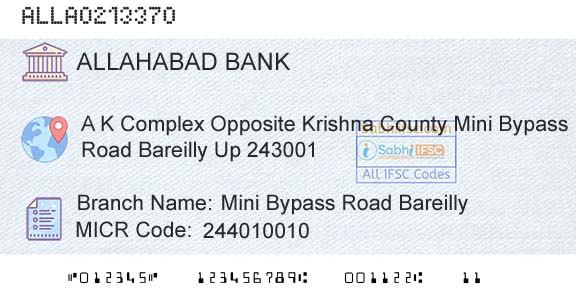Allahabad Bank Mini Bypass Road BareillyBranch 