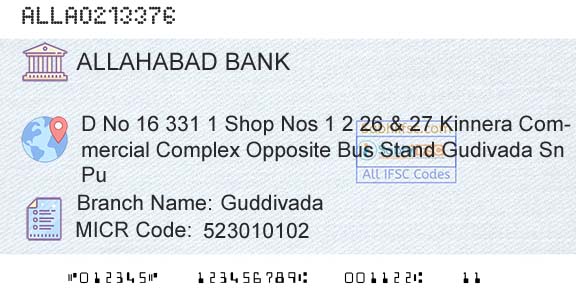 Allahabad Bank GuddivadaBranch 