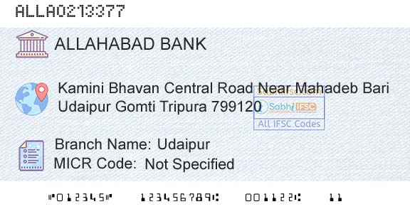 Allahabad Bank UdaipurBranch 
