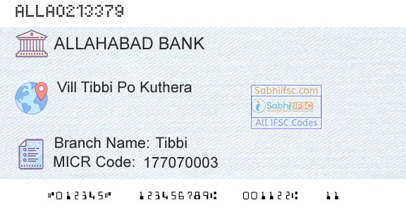 Allahabad Bank TibbiBranch 