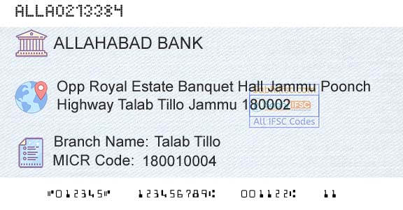 Allahabad Bank Talab TilloBranch 