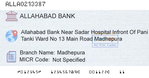 Allahabad Bank MadhepuraBranch 