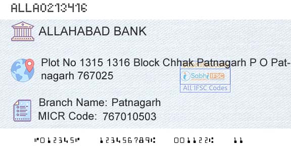 Allahabad Bank PatnagarhBranch 