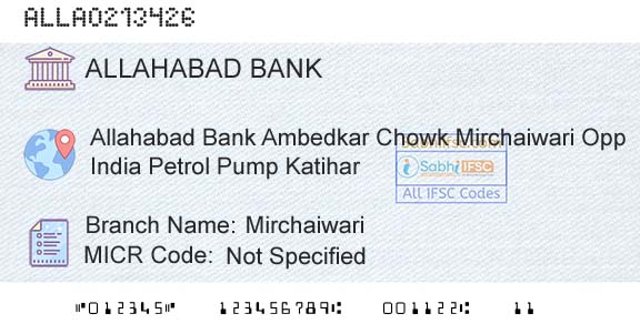 Allahabad Bank MirchaiwariBranch 