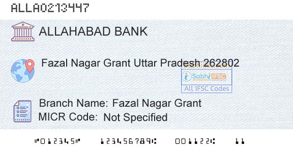 Allahabad Bank Fazal Nagar GrantBranch 