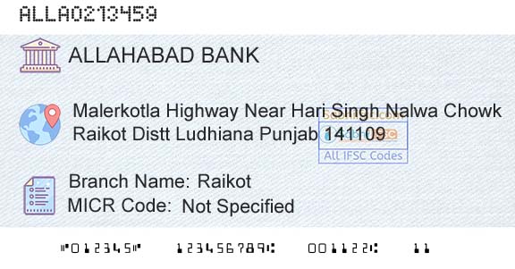 Allahabad Bank RaikotBranch 