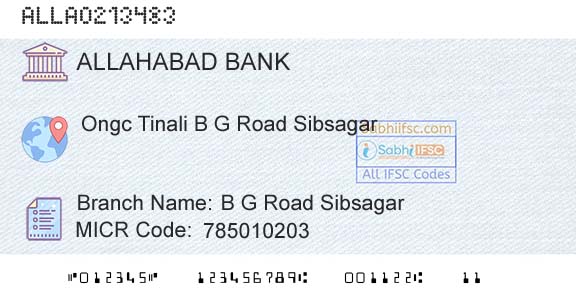 Allahabad Bank B G Road SibsagarBranch 
