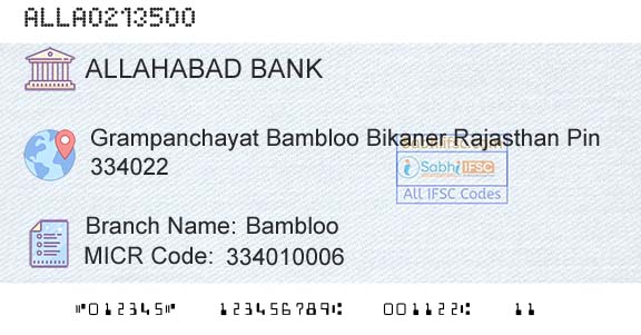 Allahabad Bank BamblooBranch 