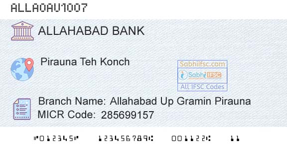 Allahabad Bank Allahabad Up Gramin PiraunaBranch 