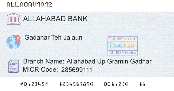 Allahabad Bank Allahabad Up Gramin GadharBranch 